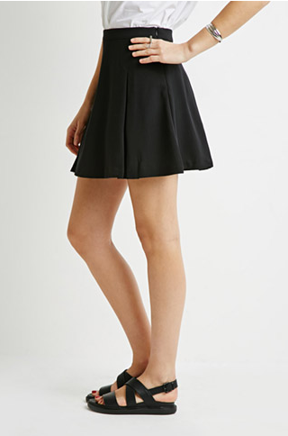 Crepe-Woven Pleated Skirt